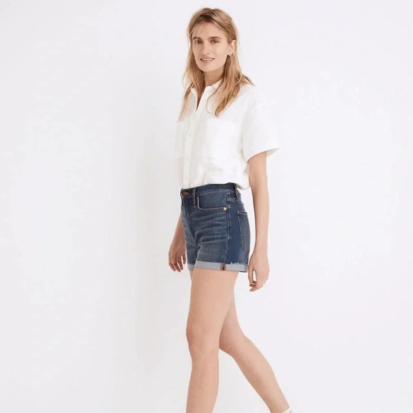 Madewell High-Rise Denim Shorts in Danny Wash TENCEL™ Denim Edition Size 28 NWOT - Picture 2 of 12